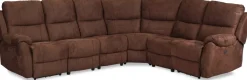 Soffa recliner - 5-sits el-styrning - Brunt microfibertyg