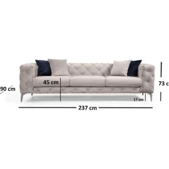 Soffa 3-sits - 237 cm + Textilrengöring för möbler