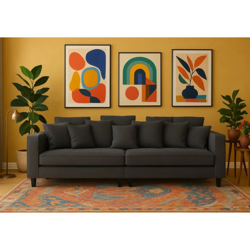 Soffa 4-sits 270 cm antracit tyg - Brandy + Textilrengöring för möbler