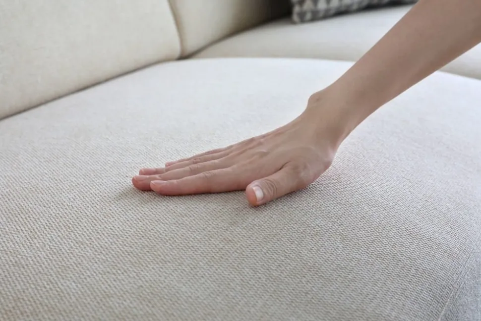 Soffa 3-sits beige modern - Hanna + Fläckborttagare för möbler