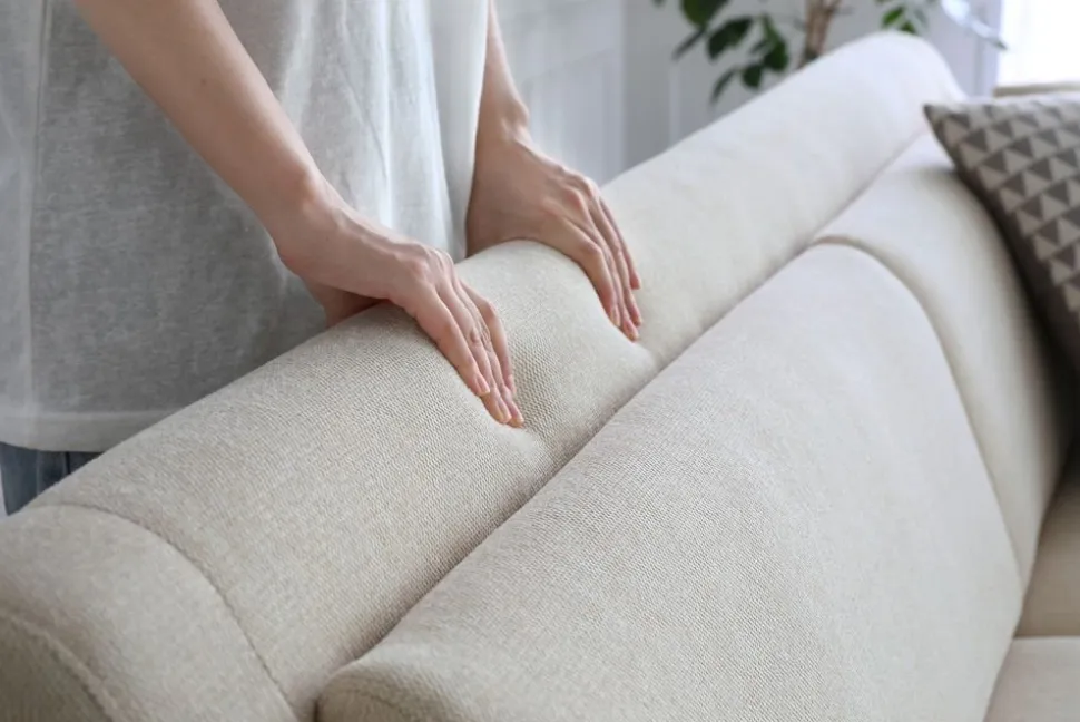 Soffa 3-sits beige modern - Hanna + Fläckborttagare för möbler