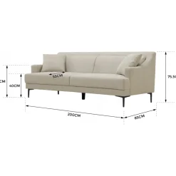 Soffa 3-sits beige modern - Hanna + Fläckborttagare för möbler