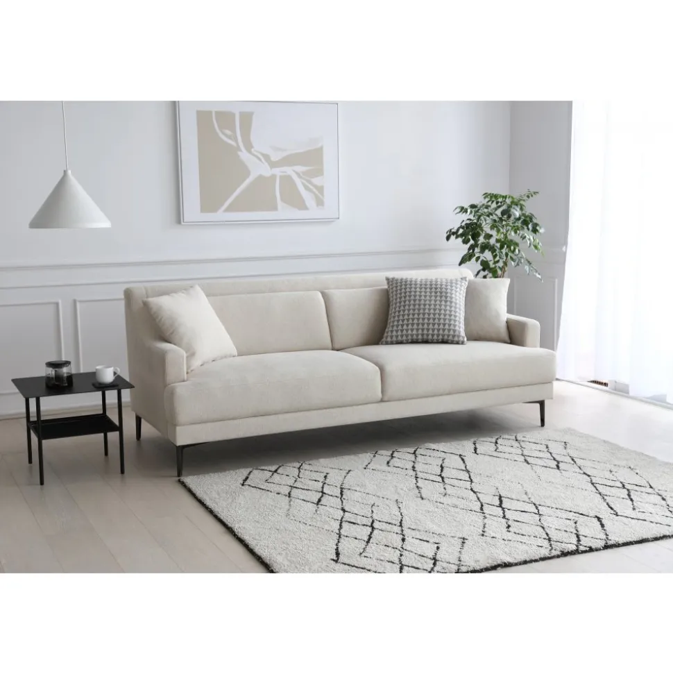 Soffa 3-sits beige modern - Hanna + Fläckborttagare för möbler