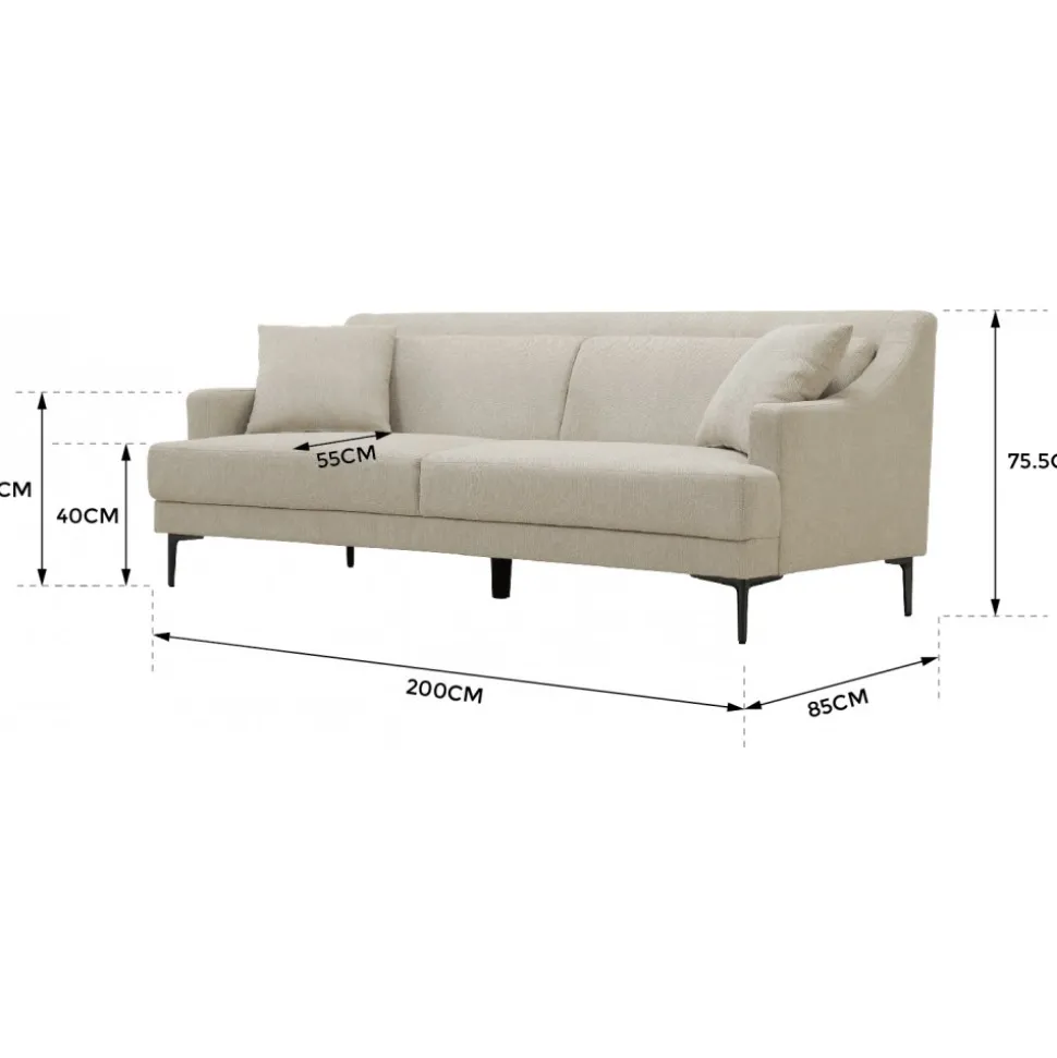 Soffa 3-sits beige modern - Hanna