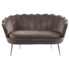 Soffa 2-sits brun sammet med kromade ben