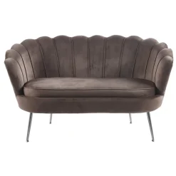 Soffa 2-sits brun sammet med kromade ben