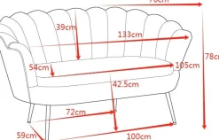 Soffa 2-sits brun sammet med kromade ben + Möbeltassar