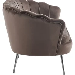 Soffa 2-sits brun sammet med kromade ben + Fläckborttagare för möbler