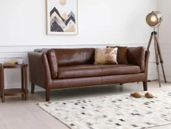 Soffa 3-sits brun vintage PU 198 cm - Heritage + Textilrengöring för möbler