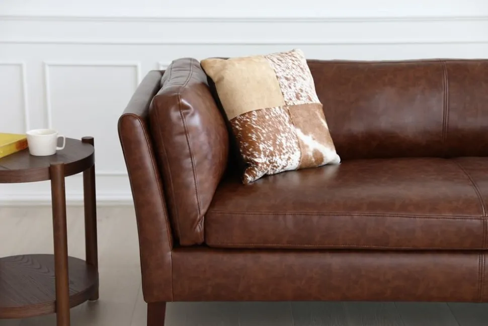 Soffa 3-sits brun vintage PU 198 cm - Heritage + Textilrengöring för möbler