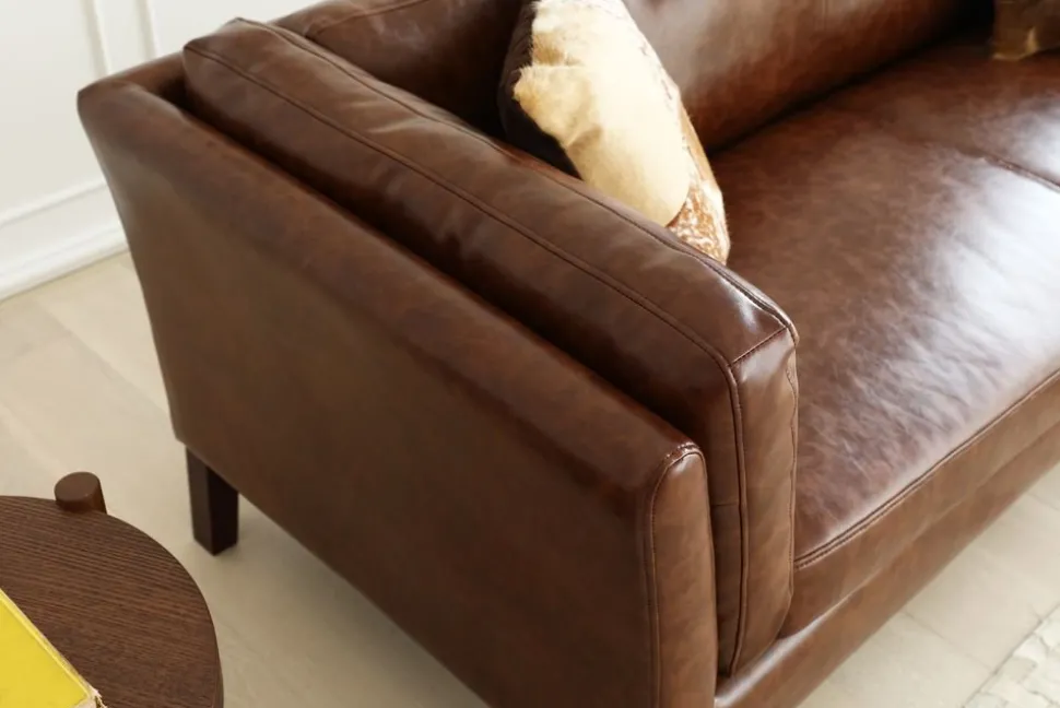 Soffa 3-sits brun vintage PU 198 cm - Heritage