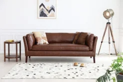 Soffa 3-sits brun vintage PU 198 cm - Heritage