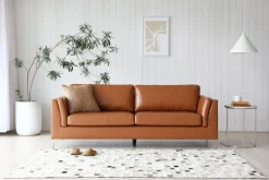 Soffa 3-sits brunt konstläder 200 cm + Textilrengöring för möbler