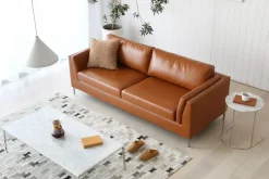 Soffa 3-sits brunt konstläder 200 cm