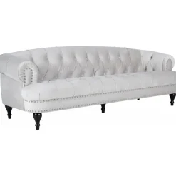Soffa 3-sits chesterfield beige sammet