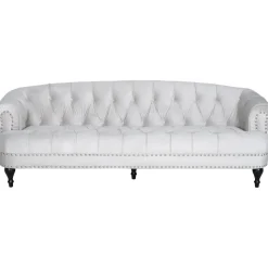 Soffa 3-sits chesterfield beige sammet