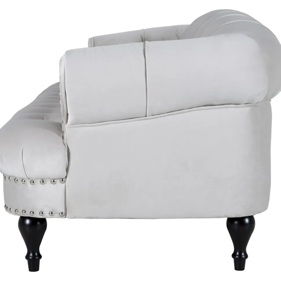 Soffa 3-sits chesterfield beige sammet