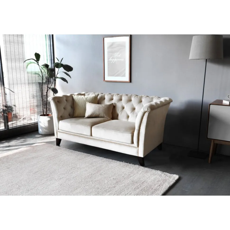 Soffa 2-sits chesterfield beige - Milton