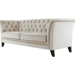 Soffa 3-sits Chesterfield beige - Milton + Fläckborttagare för möbler