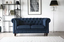 Soffa 2-sits chesterfield blå - Herron