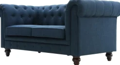 Soffa 2-sits chesterfield blå - Herron