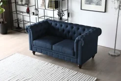 Soffa 2-sits chesterfield blå - Herron