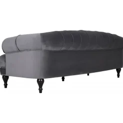 Soffa 3-sits chesterfield grå sammet