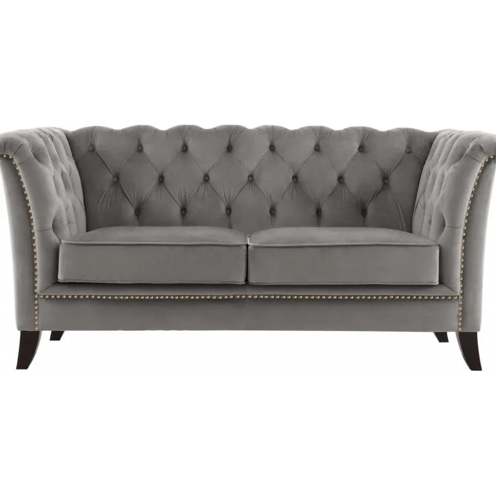 Soffa 2-sits chesterfield grå - Henry + Fläckborttagare för möbler