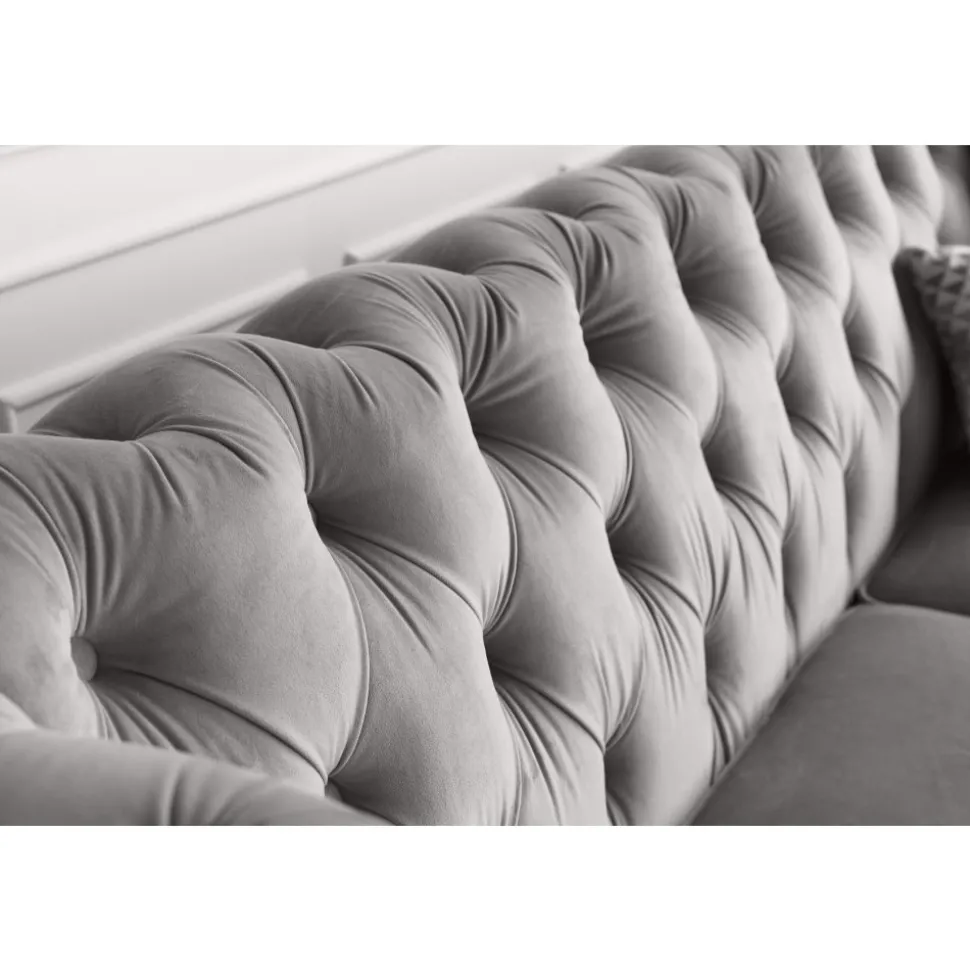 Soffa 2-sits chesterfield grå - Henry + Fläckborttagare för möbler