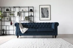 Soffa 3-sits chesterfieldsoffa blå - Herron