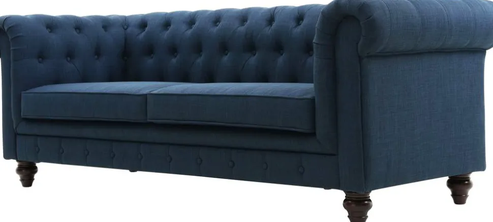 Soffa 3-sits chesterfieldsoffa blå - Herron + Fläckborttagare för möbler