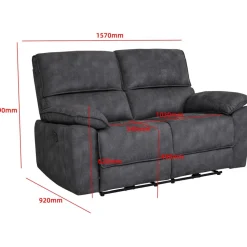 Soffa 2-sits elektrisk ställbar recliner - Grå + Textilrengöring för möbler