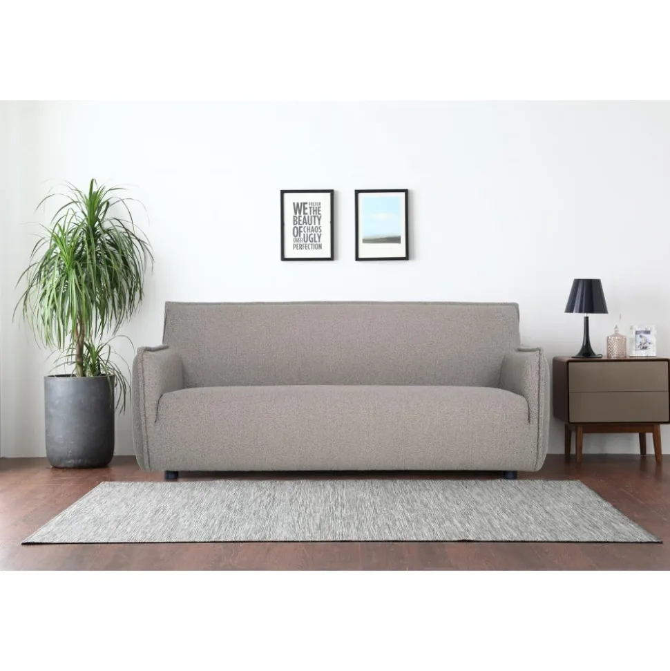 Soffa 3-sits i mörkbeige bouclè - Jupiter