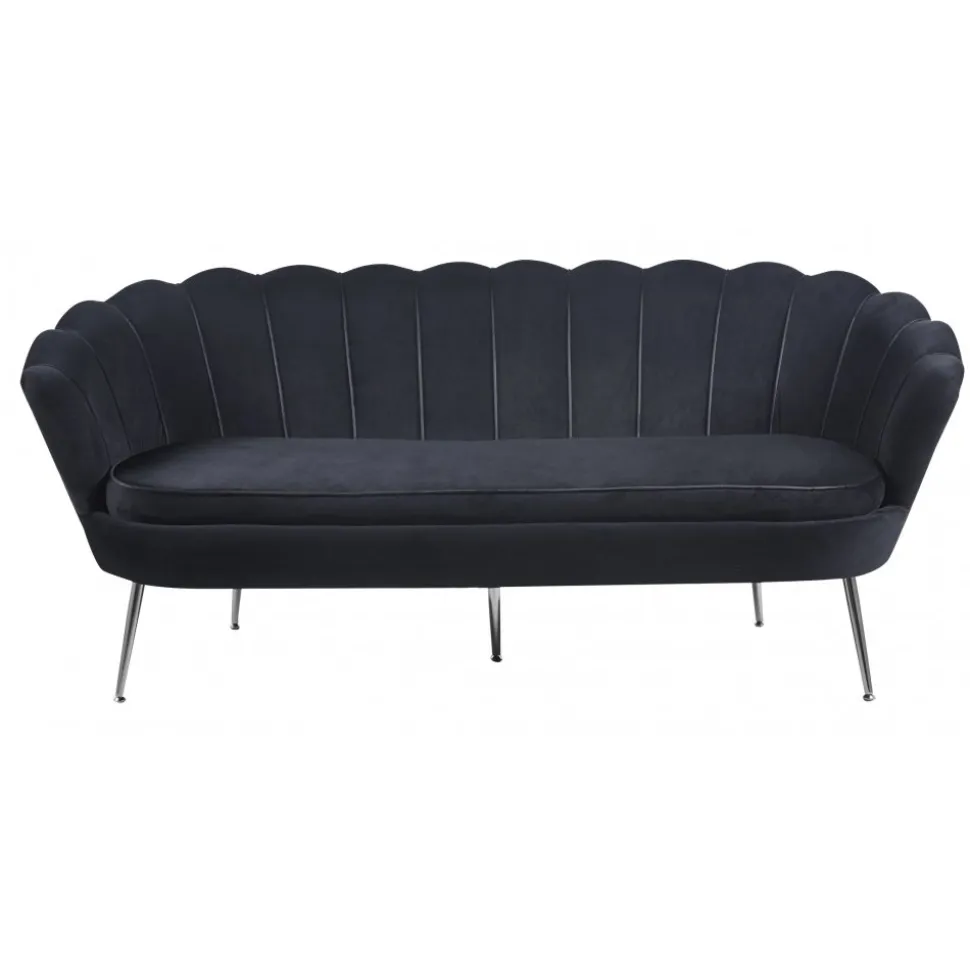 Soffa 3-sits i svart sammet - Kingsley