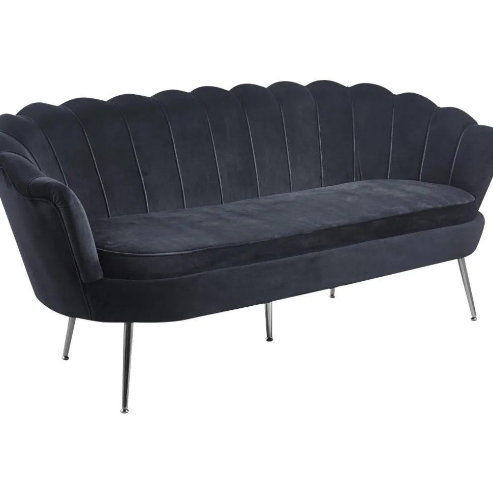 Soffa 3-sits i svart sammet - Kingsley