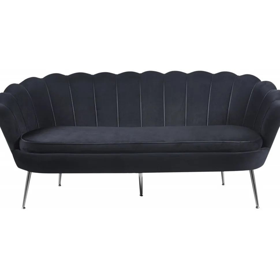 Soffa 3-sits i svart sammet - Kingsley