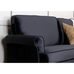 Soffa 2-sits med kjol - Svart sammet - 191 cm bred