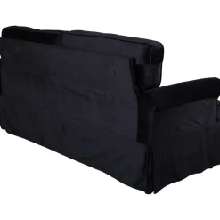 Soffa 2-sits med kjol - Svart sammet - 191 cm bred