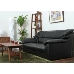 Soffa 3-sits svart konstläder - Dominic + Textilrengöring för möbler