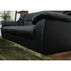 Soffa 3-sits svart konstläder - Dominic + Textilrengöring för möbler