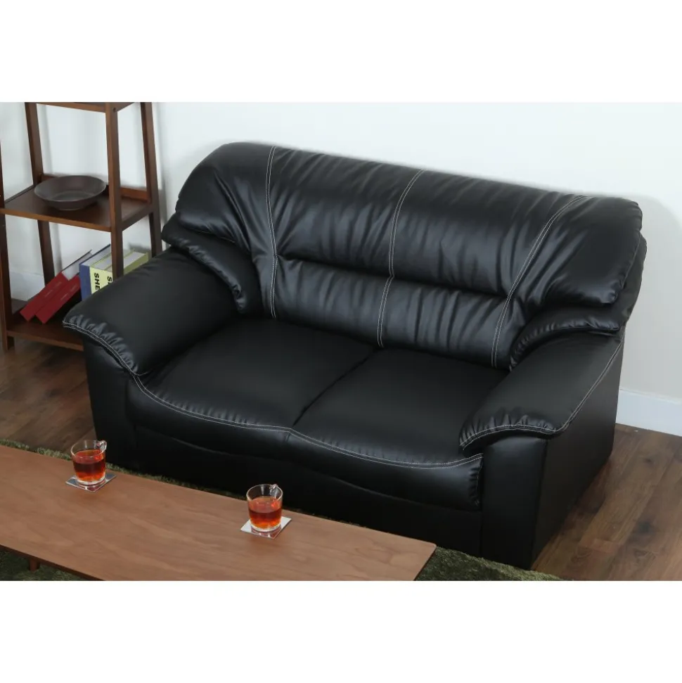 Soffa 2-sits svart konstläder - Dominic