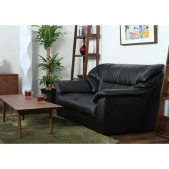 Soffa 2-sits svart konstläder - Dominic