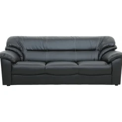 Soffa 3-sits svart konstläder - Dominic + Fläckborttagare för möbler