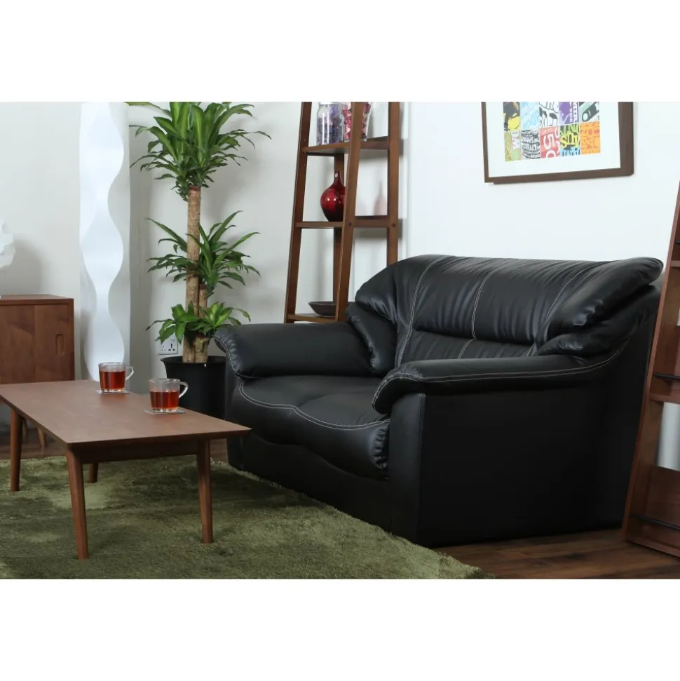 Soffa 2-sits svart konstläder - Dominic + Textilrengöring för möbler