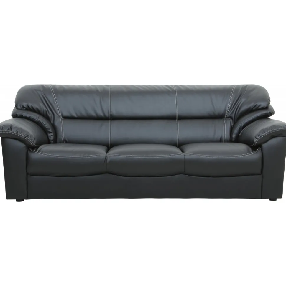 Soffa 3-sits svart konstläder - Dominic