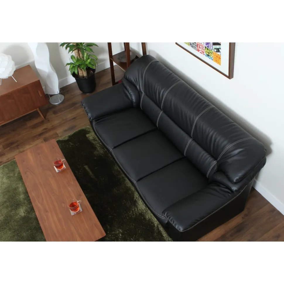 Soffa 3-sits svart konstläder - Dominic