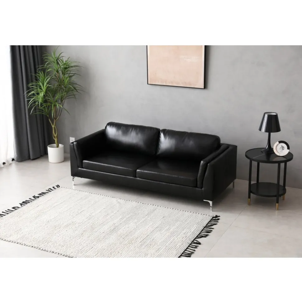 Soffa 3-sits svart PU - Cansas