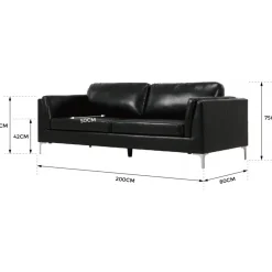 Soffa 3-sits svart PU - Cansas + Textilrengöring för möbler