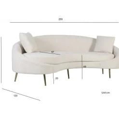 Soffa svängd 255 cm beige