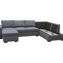 Soffa u-soffa 309 cm mörkgrått tyg - Solna + Textilrengöring för möbler